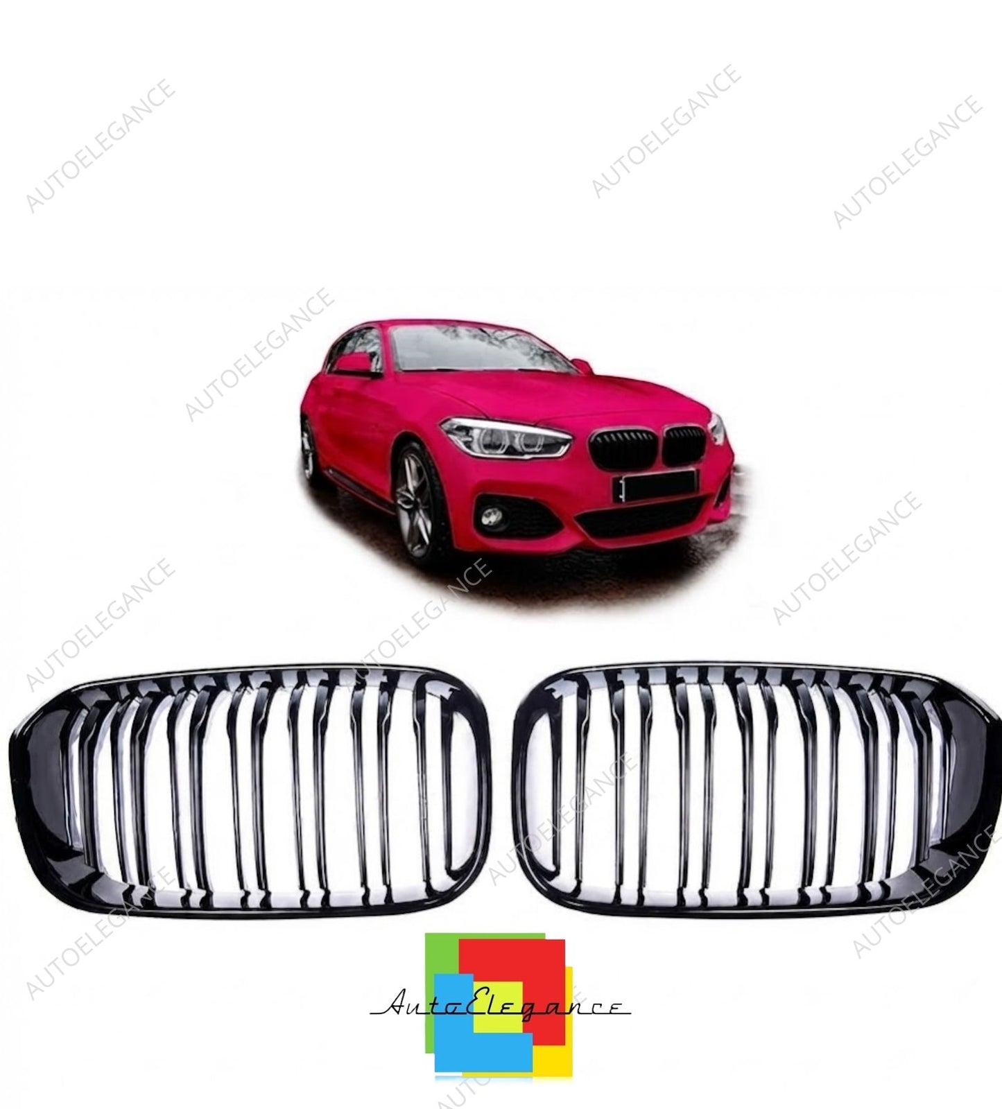 👉Griglia Anteriore Lucida Nero Doppia Linea BMW Serie 1 F20 F21 15-19👈