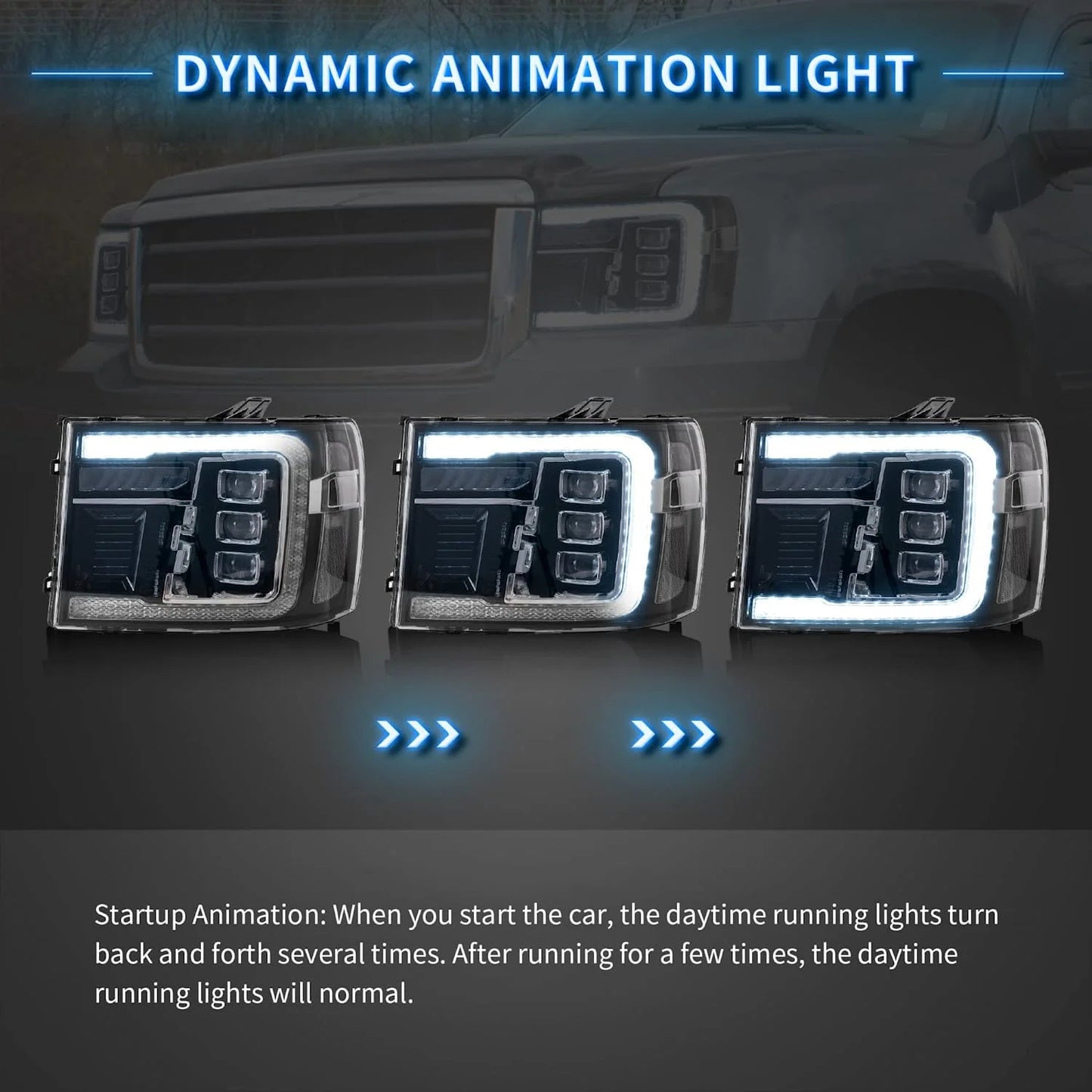 Fari a LED per GMC Sierra 1500 2500HD 3500HD 2007-2013 con DRL dinamico