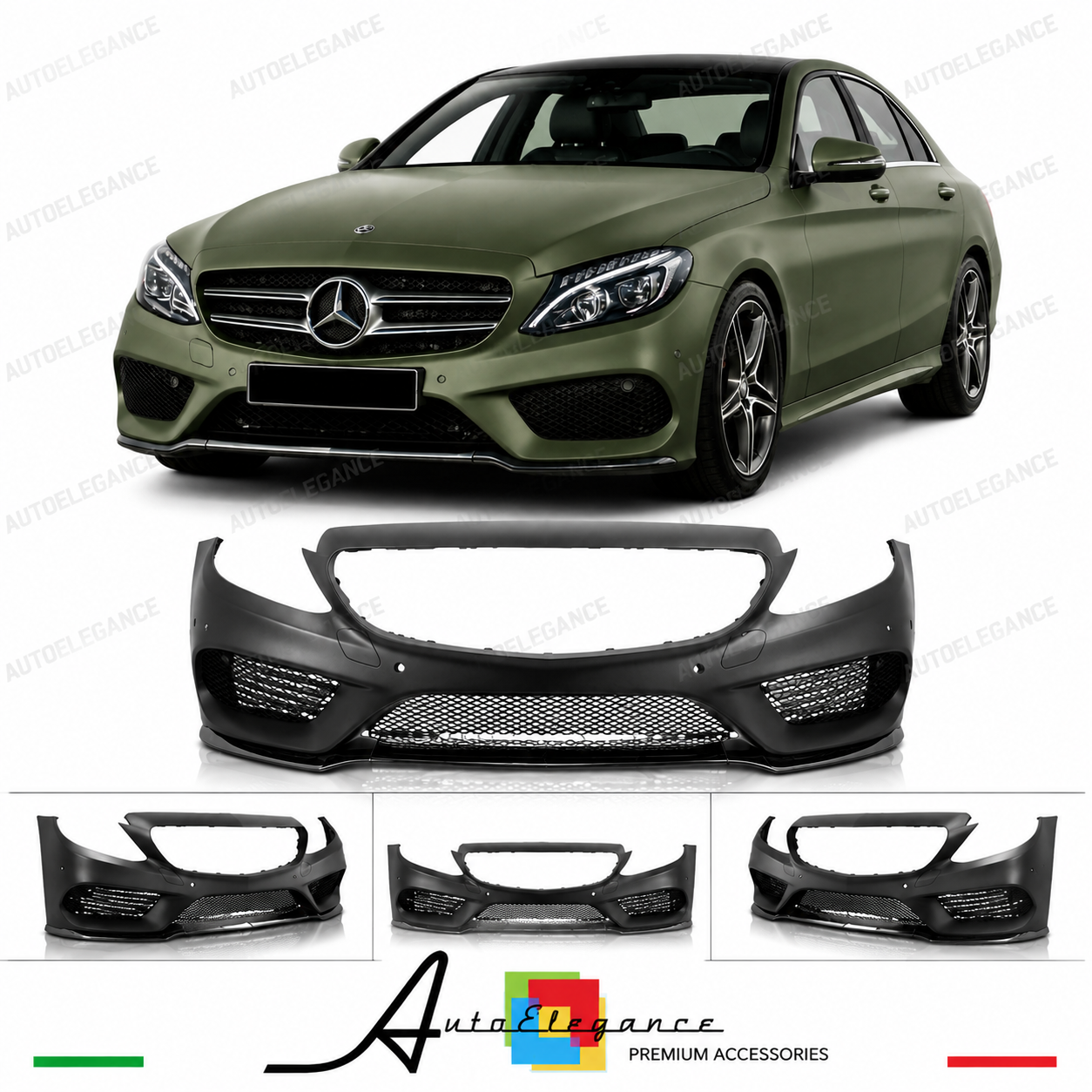 PARAURTI ANTERIORE MERCEDES CLASSE C W205 14-18 LOOK AMG PDC