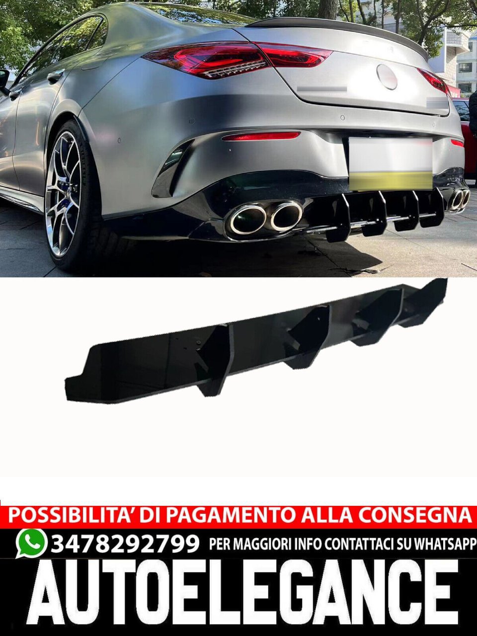 Diffusore attacco posteriore grembiule posteriore adatto per Mercedes CLA C118 Coupe A35 A45 S