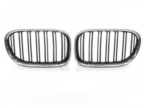 GRIGLIA DOPPIA BARRA NERA CROMATA adatta a BMW F01 09-15