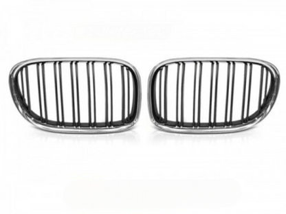 GRIGLIA DOPPIA BARRA NERA CROMATA adatta a BMW F01 09-15