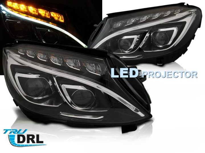 💫ART.7339 FARI ANTERIORI TRU DRL NERI per MERCEDES W205 2014-2018💫