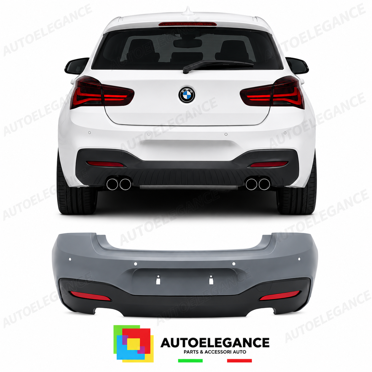 PARAURTI POSTERIORE BMW F20 F21 LCI 15-19 LOOK M PDC DOPPIA USCITA