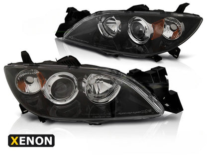 😎FARO ANTERIORE XENON NERO ADATTO PER MAZDA 3 03-09😎