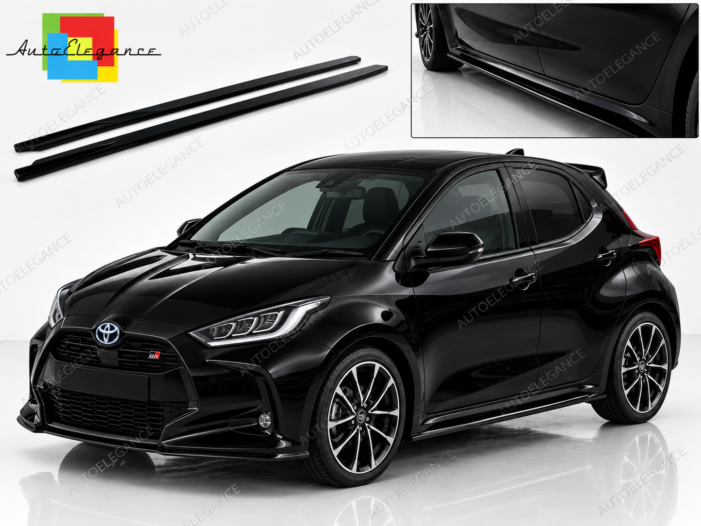 👉Gonne Laterali Estensioni Minigonne ABS Nero Lucido per Toyota Yaris Mk4 20+👈