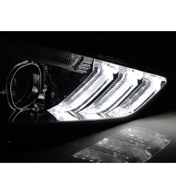 💕 Fari Anteriori Adatto per Ford Focus MK3 15-18 LED DRL Neri 💕