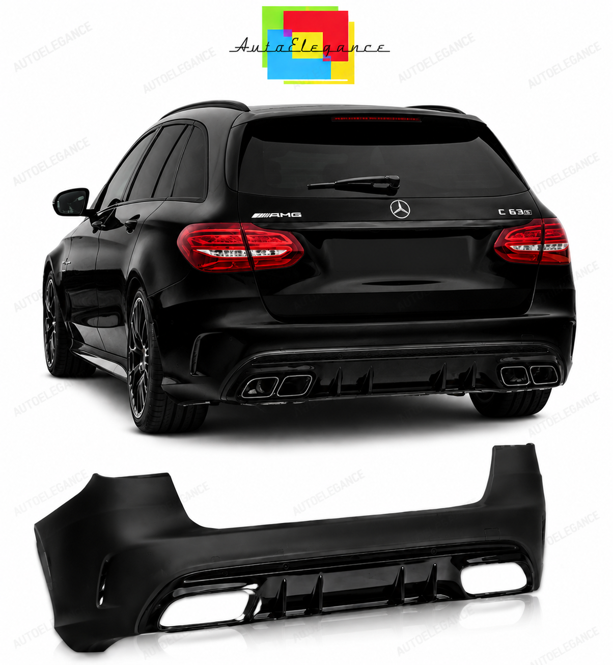 💕PARAURTI POSTERIORE MERCEDES CLASSE C W205 5P 19- LOOK AMG C63💕