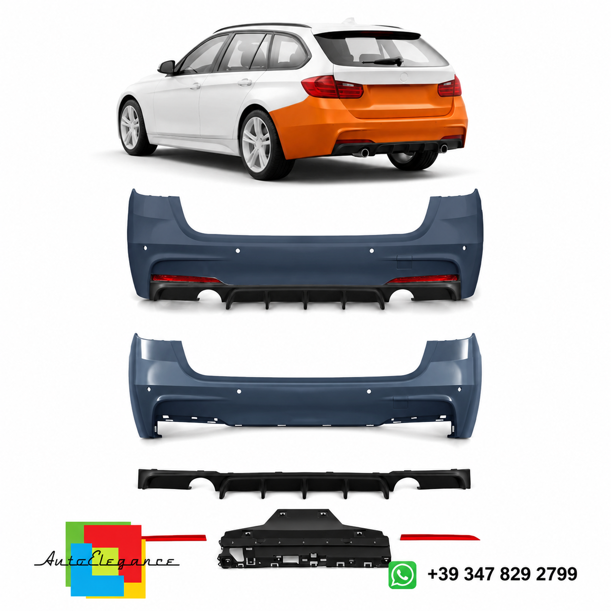 👉Paraurti Posteriore M-Tech PDC + Diffusore per BMW Serie 3 F31 Touring 12-18👈