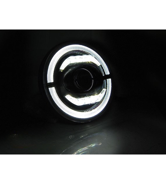 💕 Fari Anteriori Adatto per Jeep Wrangler TJ LJ JK 96-18 LED Angel Eyes Neri 💕