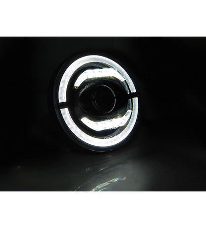 💕 Fari Anteriori Adatto per Jeep Wrangler TJ LJ JK 96-18 LED Angel Eyes Neri 💕