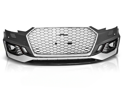 💫ART.7462 Paraurti Anteriore Look RS4 Argento Nero PDC per AUDI A4 B9 2015-2019💫