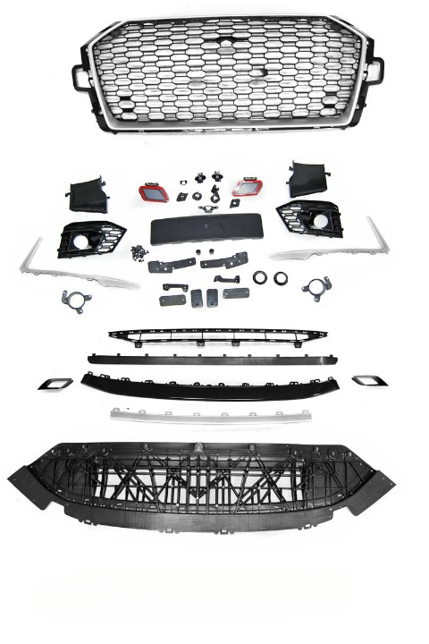 💫ART.7462 Paraurti Anteriore Look RS4 Argento Nero PDC per AUDI A4 B9 2015-2019💫