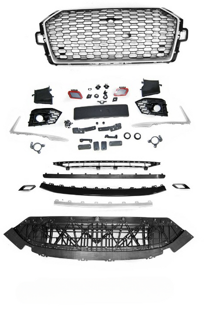 💫ART.7462 Paraurti Anteriore Look RS4 Argento Nero PDC per AUDI A4 B9 2015-2019💫