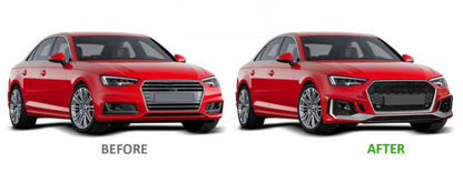 💫ART.7462 Paraurti Anteriore Look RS4 Argento Nero PDC per AUDI A4 B9 2015-2019💫
