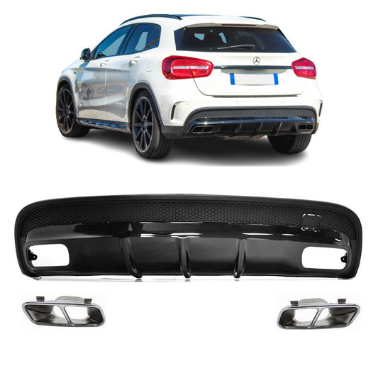 Diffusore paraurti posteriore GLA45 AMG Look per Mercedes GLA (X156) (2013-2016) paraurti AMG nero