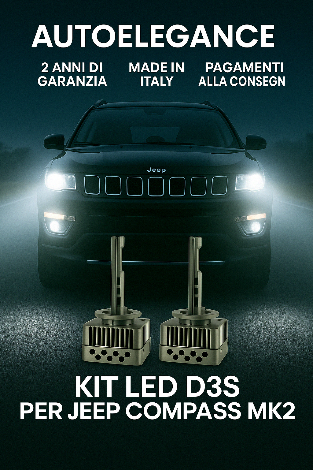 ⭐KIT XENON D3S 6000K ANABBAGLIANTI PER JEEP COMPASS MK2 – LUCE BIANCA POTENTE⭐