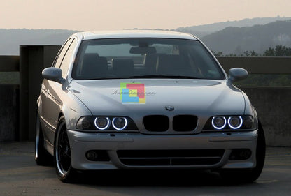 HEADLIGHTS SERIES 5 E39 1995-2003 BLACK XENON D2S ANGEL EYES 