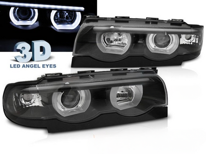 💫ART.6424 FARI OCCHI D'ANGELO LED 3D NERI per BMW E38 94-01💫