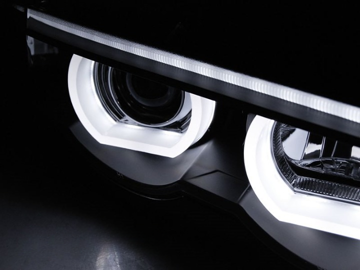 💫ART.6424 FARI OCCHI D'ANGELO LED 3D NERI per BMW E38 94-01💫
