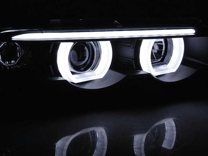 💫ART.6424 FARI OCCHI D'ANGELO LED 3D NERI per BMW E38 94-01💫