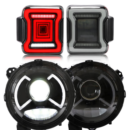 Fari e fanali posteriori Full LED da 9 pollici per Jeep Wrangler JL, JLU dal 2018 in poi (non adatto a JK)