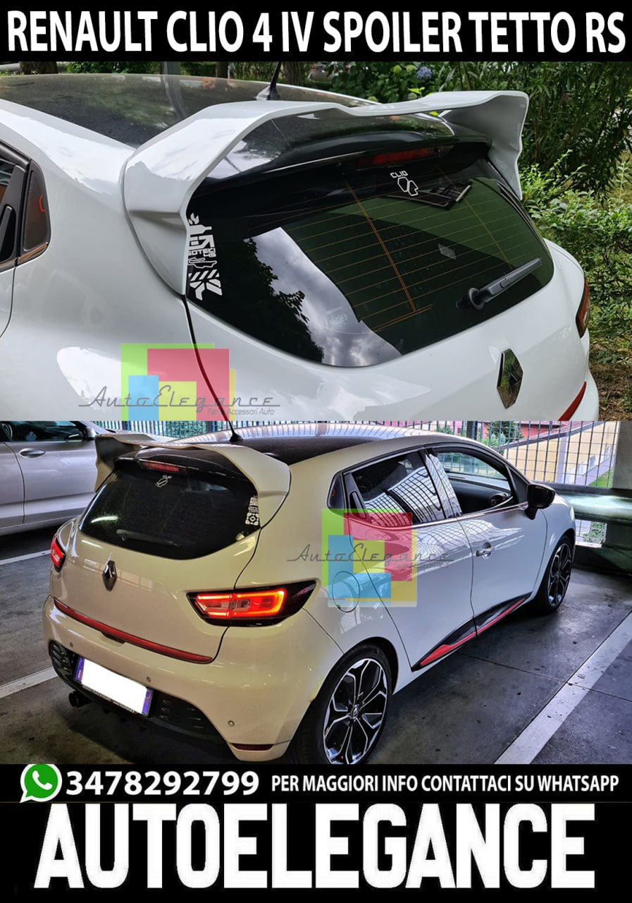 👉ART. 0112 SPOILER ADATTO PER RENAULT CLIO 4 IV STANDARD LOOK RS NERO LUCIDO👈