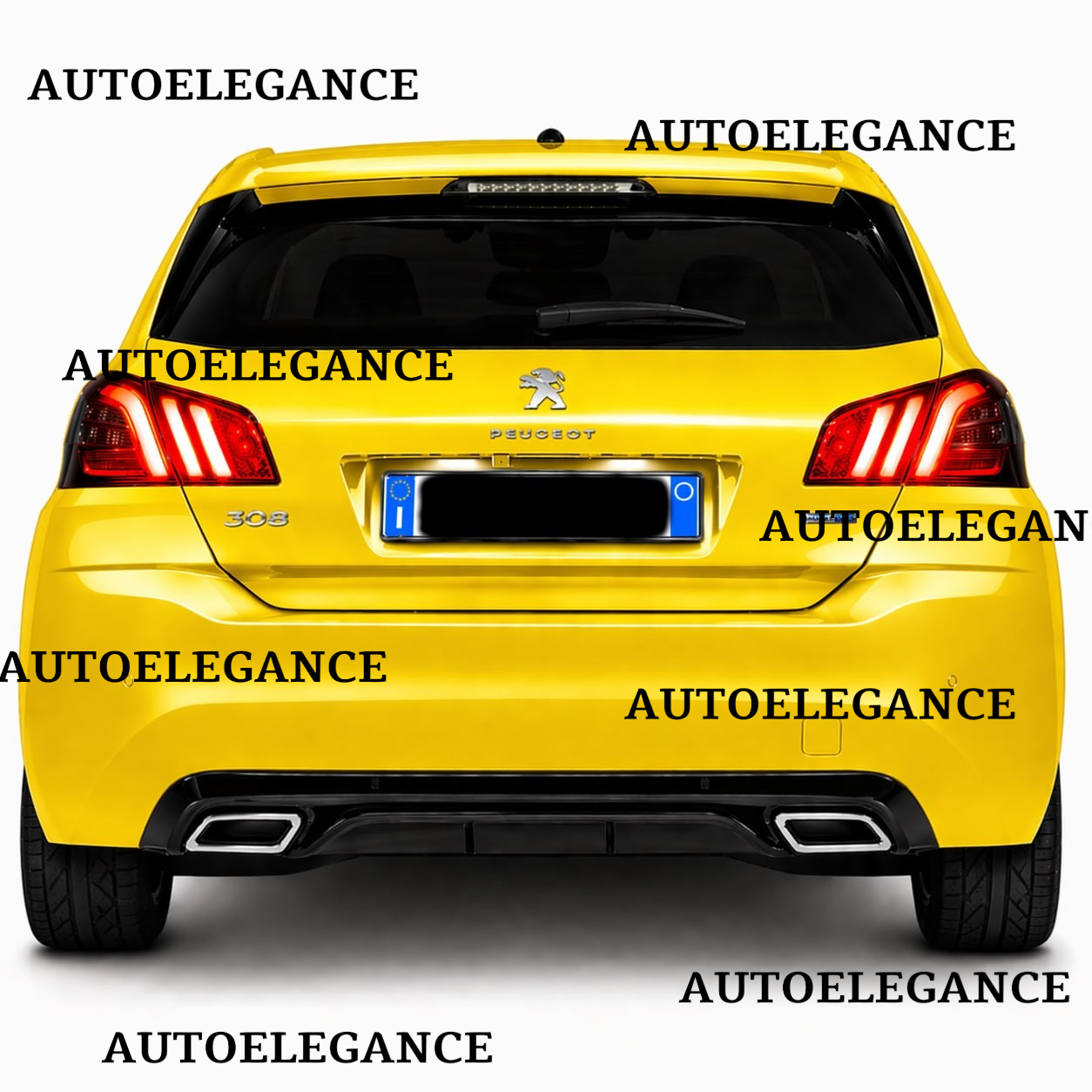 💫ART.9544 DIFFUSORE PEUGEOT 308 II 2013-2021 NERO LUCIDO TERMINALI OVALI💫