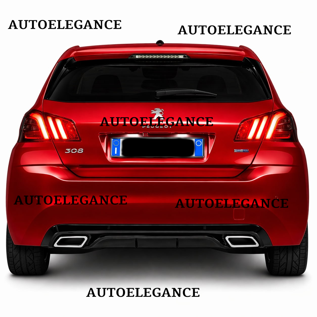 💫ART.9544 DIFFUSORE PEUGEOT 308 II 2013-2021 NERO LUCIDO TERMINALI OVALI💫