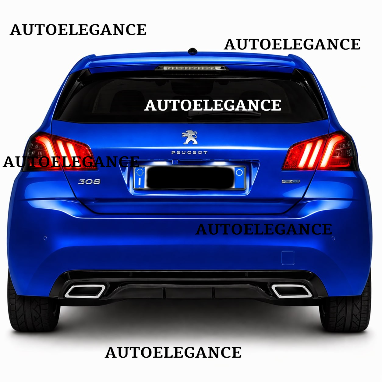 💫ART.9544 DIFFUSORE PEUGEOT 308 II 2013-2021 NERO LUCIDO TERMINALI OVALI💫