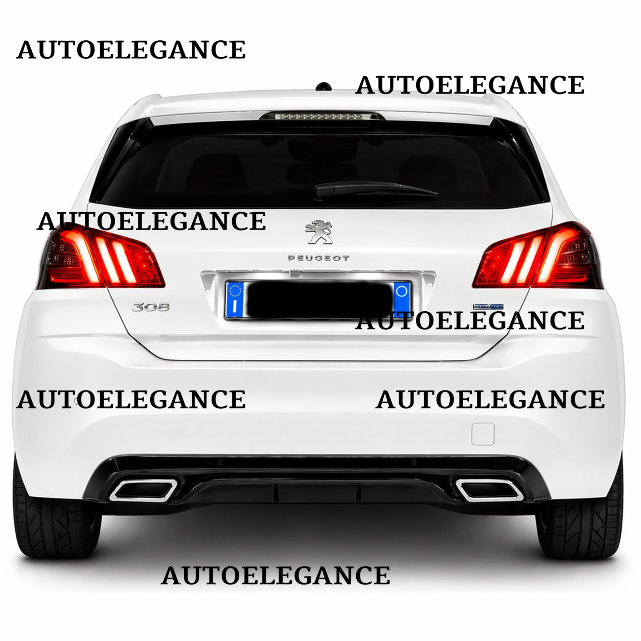 💫ART.9544 DIFFUSORE PEUGEOT 308 II 2013-2021 NERO LUCIDO TERMINALI OVALI💫