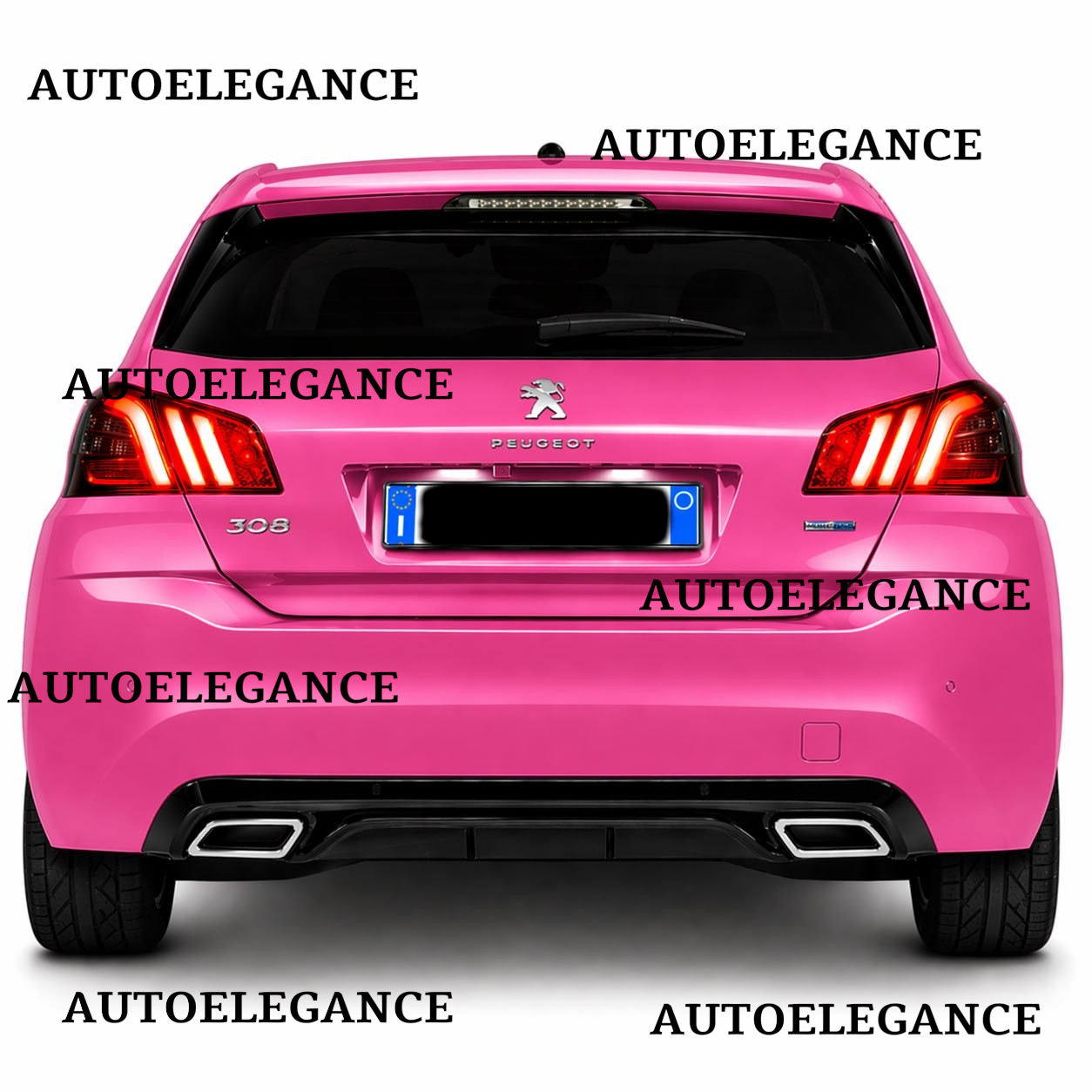 💫ART.9544 DIFFUSORE PEUGEOT 308 II 2013-2021 NERO LUCIDO TERMINALI OVALI💫