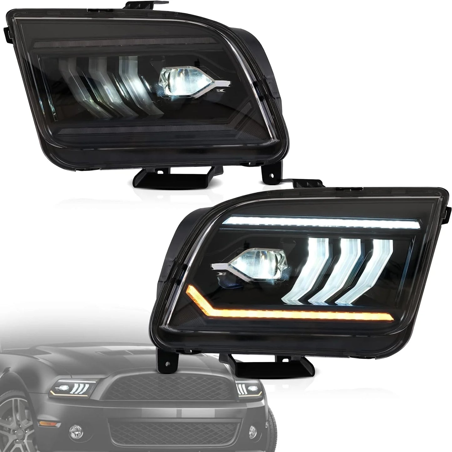LED Headlights for Ford Mustang 2005-2009 [NOT fit Shelby GT500 / GT500KR models] 