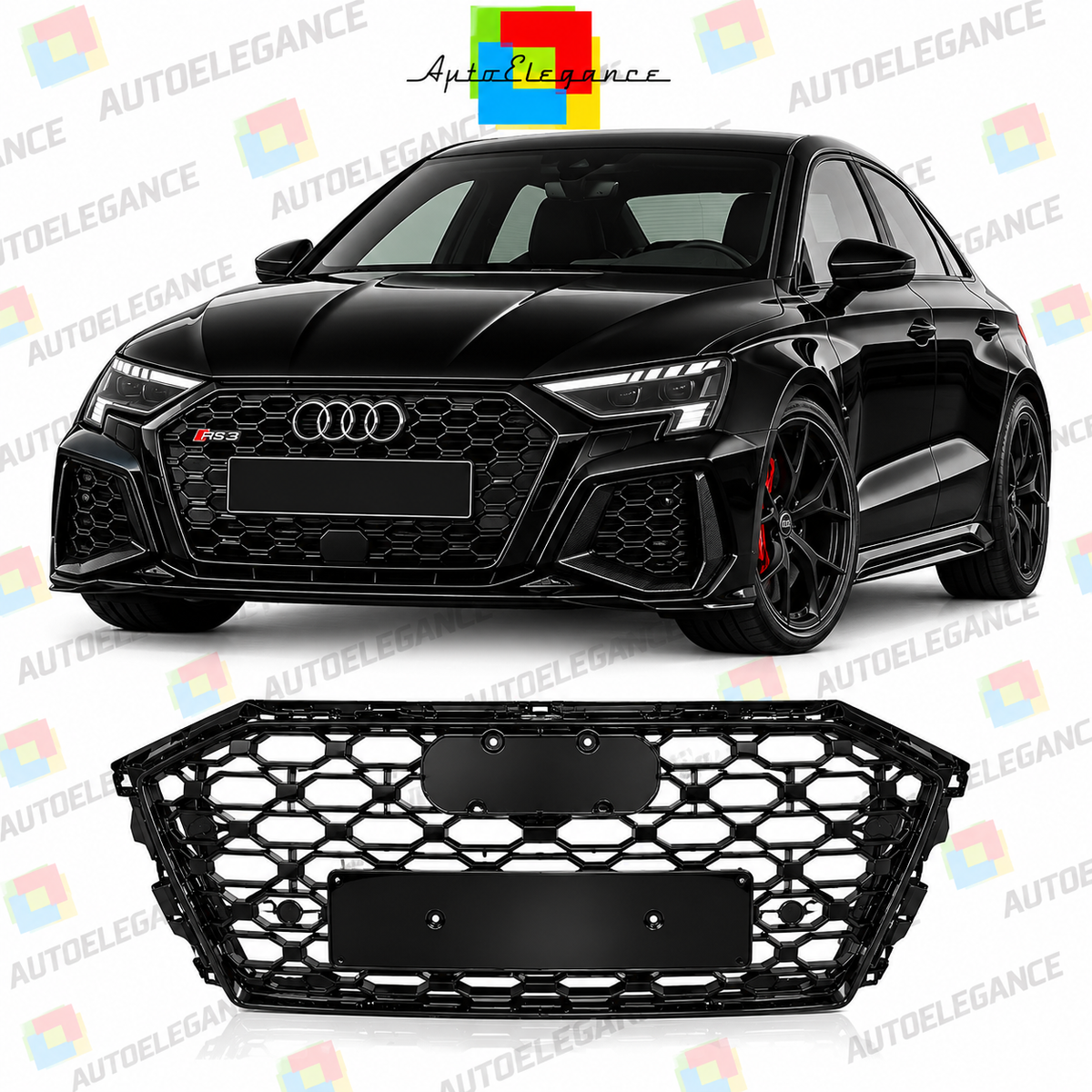 🔥ART.10658 GRIGLIA ADATTO PER AUDI A3 8Y LOOK RS3 NERO 2020 - 2024🔥