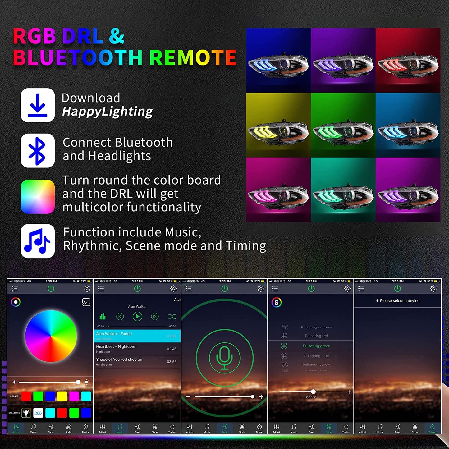 Fari a proiettore LED RGB per Ford Mustang 2018 2019 2020 2021 2022 2023
