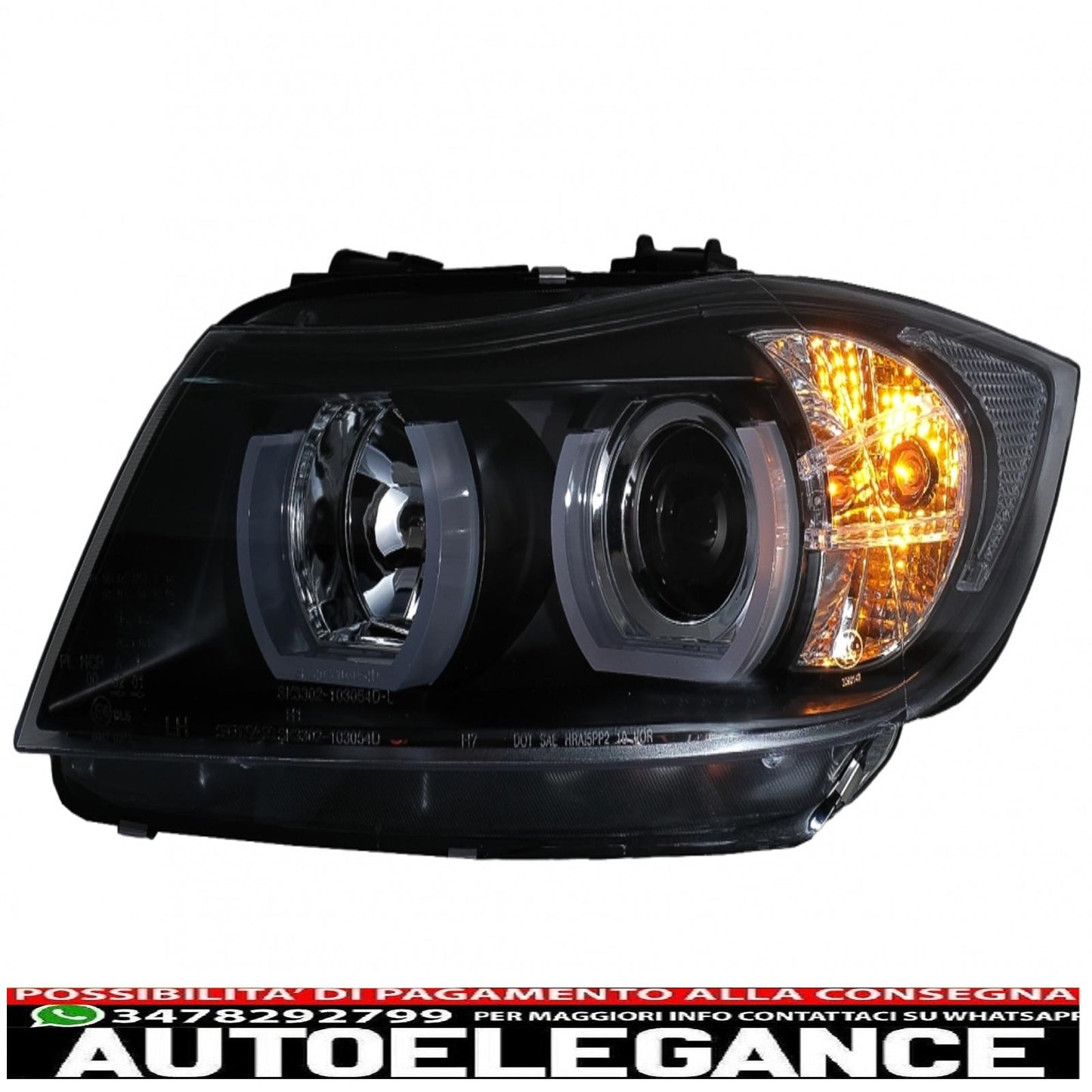 u-led 3d xenon headlights suitable for bmw 3 series e90 limousine e91 touring (03.2005-08.2008) left black
