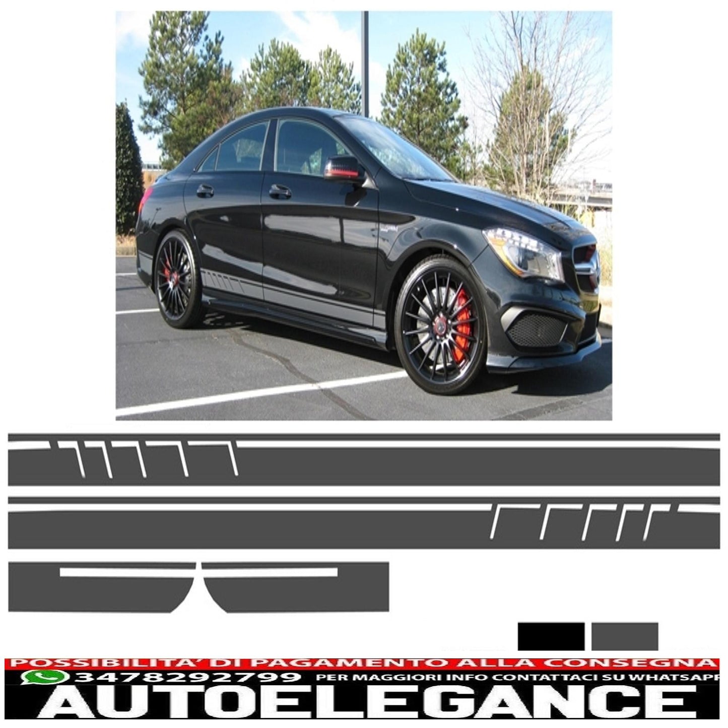 decalcomanie laterali adesivo in vinile grigio scuro adatto per mercedes cla w117 c117 x117 (2013-2016) a class w176 (2012-up) 45 design edition 1