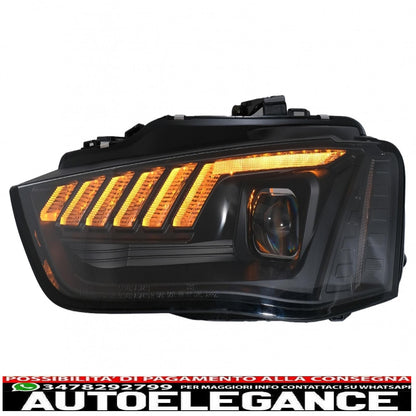 xenon led drl headlights suitable for audi a4 b8.5 facelift (2012-2015) dynamic sequential turning light black