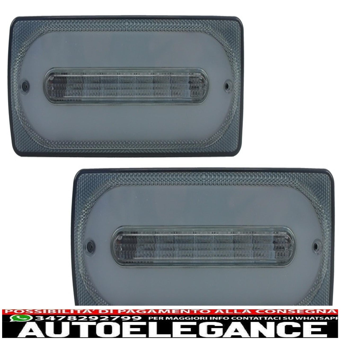 fanali posteriori a led barra luminosa fumé adatti per mercedes classe g w463 (1989-2015) con modanature portiere in carbonio