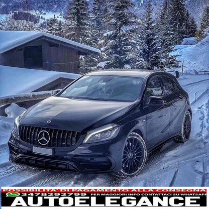 central grille suitable for mercedes a-class w176 restyling (09.2015-2018) a45 gt-r design panamericana all black