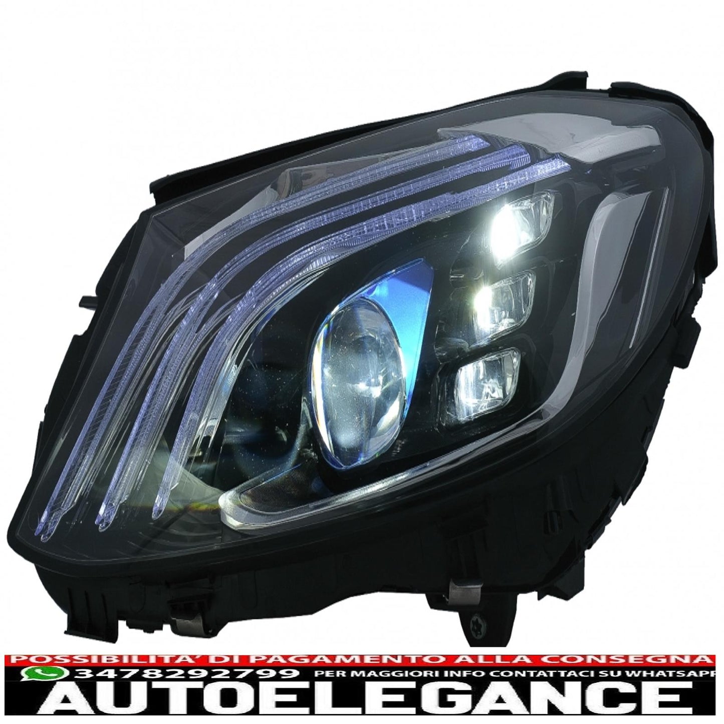 fari anteriori full led adatti per mercedes classe c w205 s205 (2014-2020) design w222 con guida a sinistra