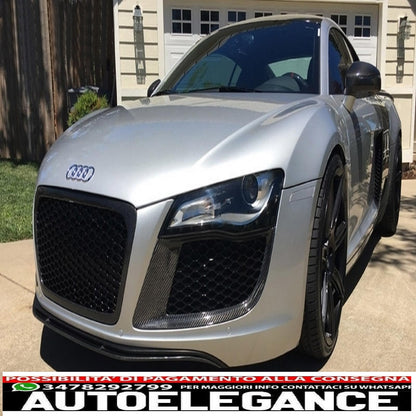 griglia anteriore adatta per audi r8 (2007-2012) a nido d'ape nero pianoforte