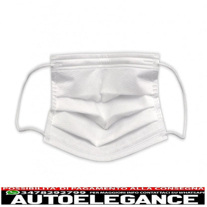 confezione da 50 mascherine protettive monouso con pieghe 3 strati unisex con fascia piegabile AUTOELEGANCERICAMBI
