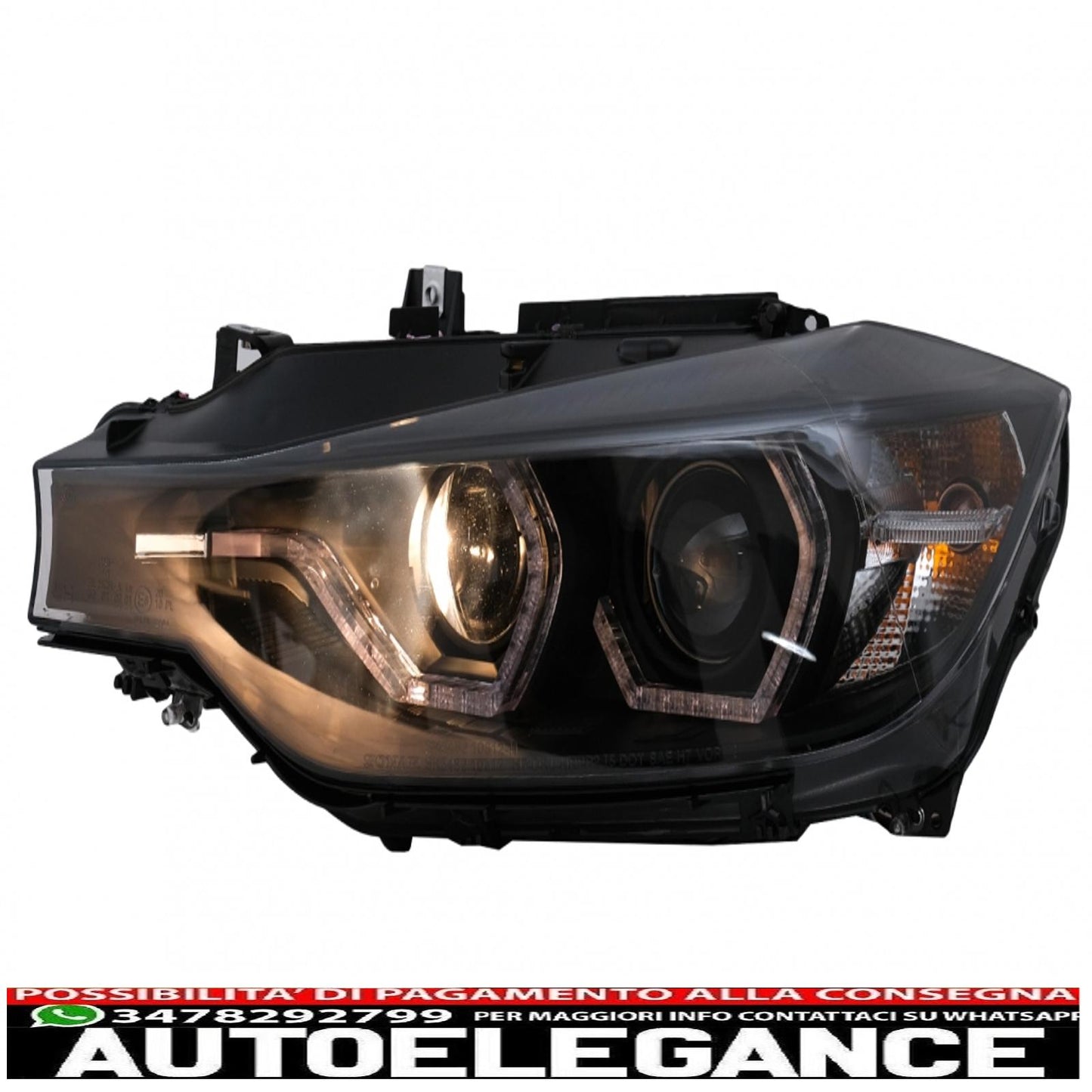 LED DRL Angel Eye headlights suitable for BMW 3 Series F30 F31 LCI Sedan Touring (2015-2019) black