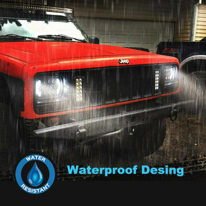 COPPIA FARI PER JEEP WRANGLER YJ FANALI ANTERIORE FULL LED DIURNE DRL 0165 AUTOELEGANCERICAMBI