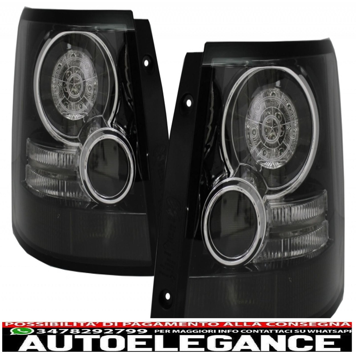Rear Bumper with LED Tail Lights Black Suitable for Land Range Rover Sport L320 (2005-2013) Autobiography Design
