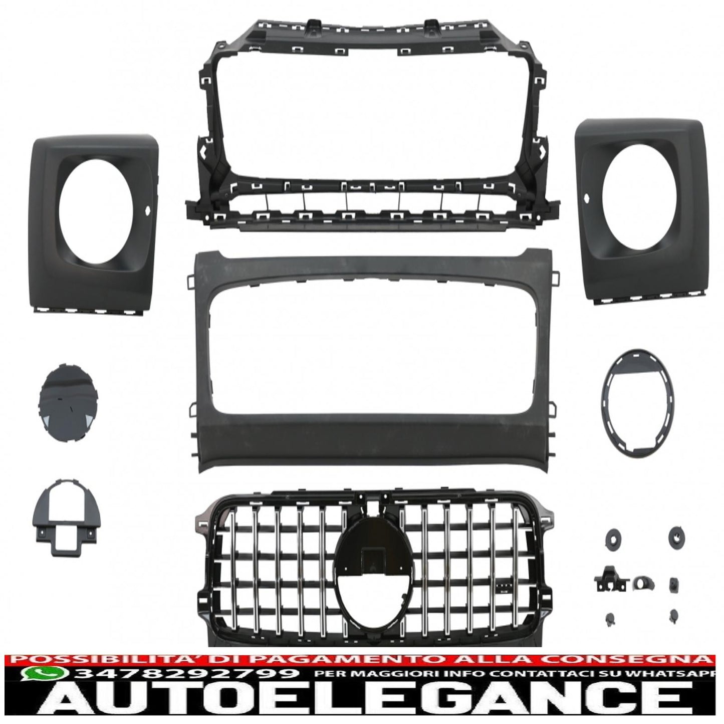 griglia anteriore con coperture dei fari adatta per mercedes classe g w464 w463a g63 amg (06.2018-up) gt-r design panamericana