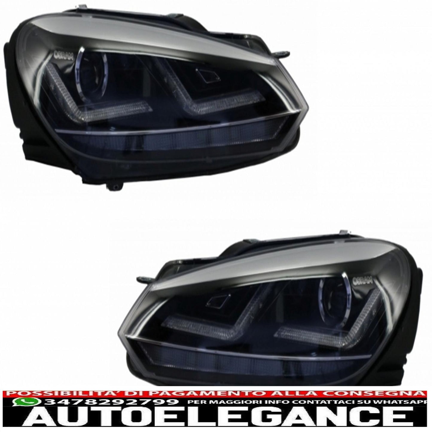 griglia anteriore adatta per vw golf vi (2008-2012) con fari allo xeno osram luci di svolta sequenziali dinamiche a led cromate design r20