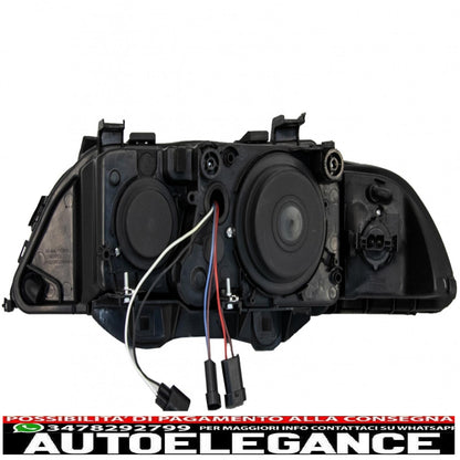 angel eye headlights suitable for bmw 5 series e39 sedan touring (1996-2003) black grey edition