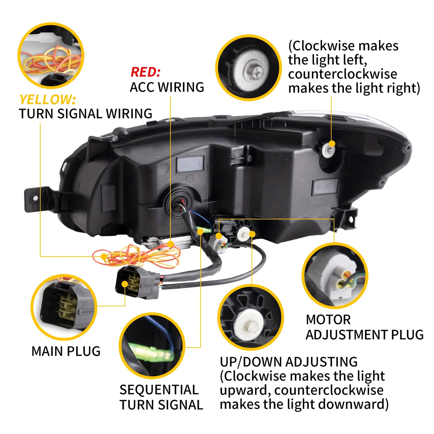 Fari per proiettori a LED per Subaru WRX 2015-2020 WRX STI 2015-2017 (non adatti a modelli WRX 18-21 con AFS/SRH)